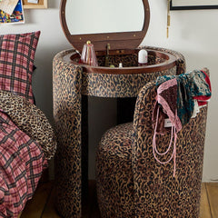 ZOVANO Leopard Schminktisch mit Hocker, Ansicht 1