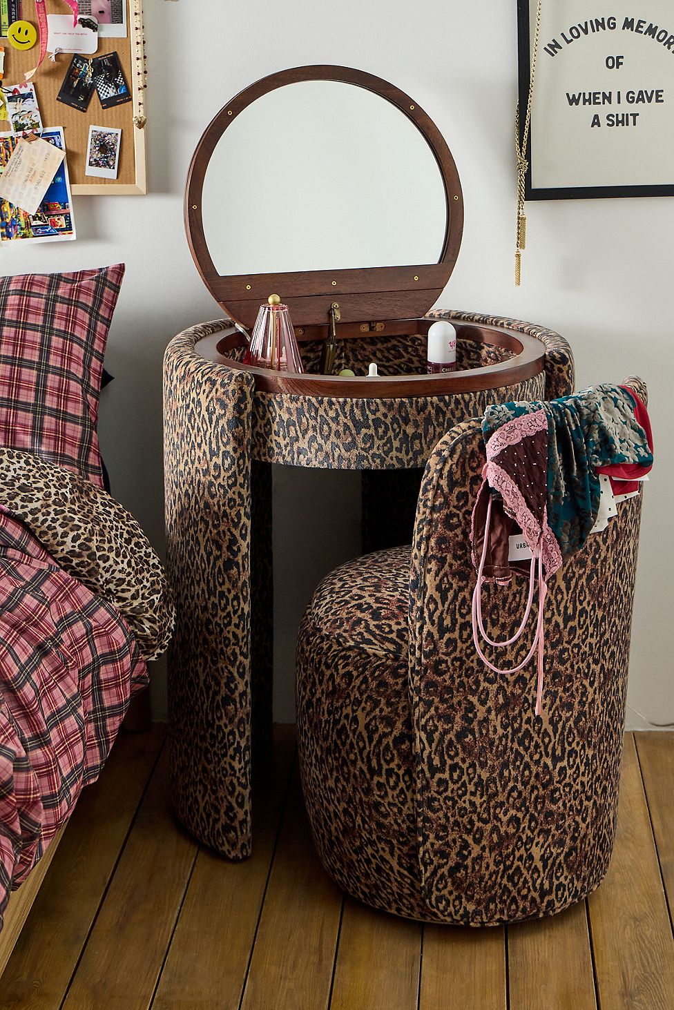 ZOVANO Leopard Schminktisch mit Hocker, Ansicht 1