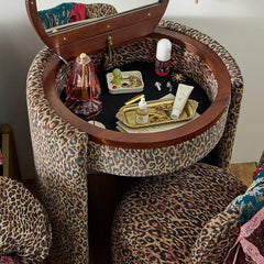 ZOVANO Leopard Schminktisch mit Hocker, Ansicht 3